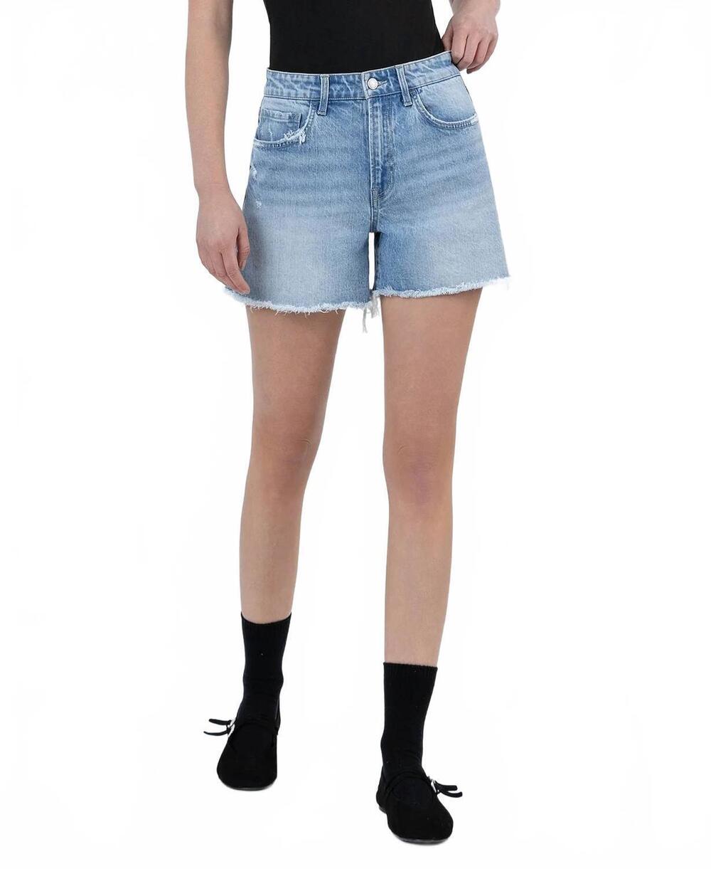 NEW VERVET BY FLYING MONKEY high rise boyfriend denim shorts in light blue